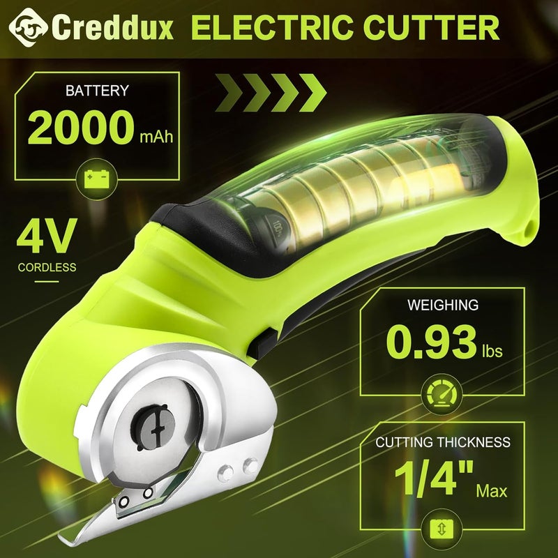 Creddux Cordless Electric Scissors, 4.2V Cardboard Cutter Tool for Cardboard Carpet Leather Packages Plastic with Rechargeable Battery Green - Image 5